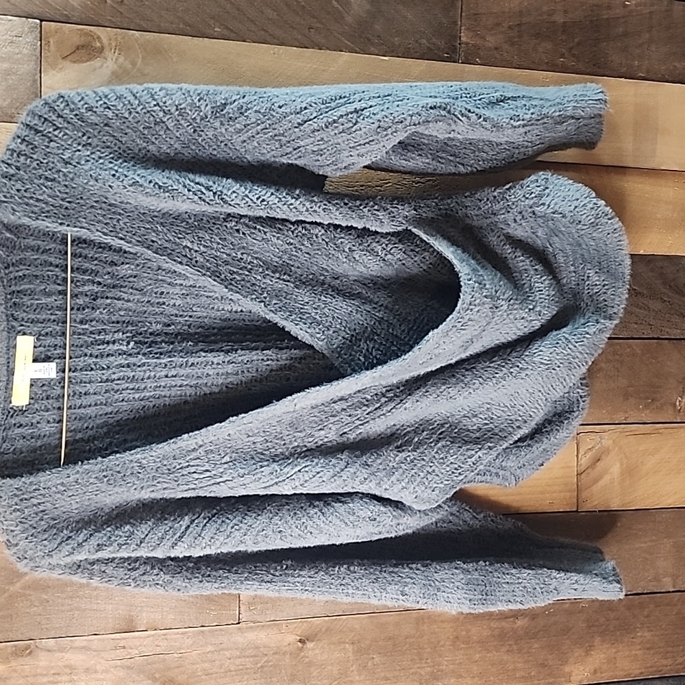 URBAN OUTFITTERS womens size L charcoal gray eyelash knit wrap sweater. - Picture 2 of 8